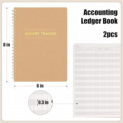 Pack Accounting Ledger Books, Expense Tracker Notebook A5 Budget Bill 2