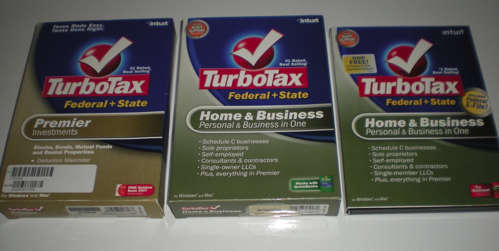 Turbotax 2006 Premier with 2007 & 2008 Home & Business. New sealed boxes.
