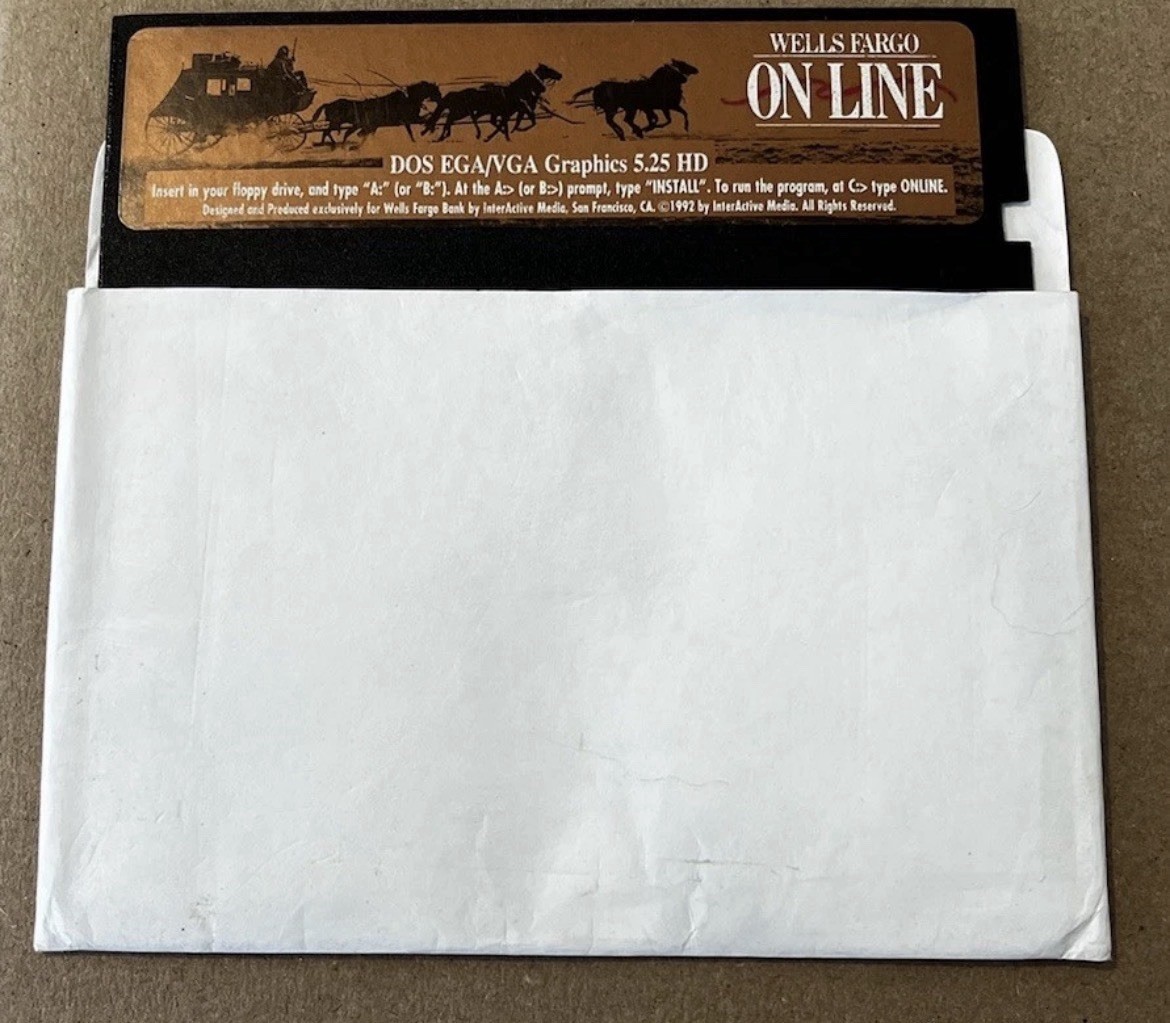 Wells Fargo Online Vintage 5.25” Floppy Disk DOS Rare Bank banking Software 1992