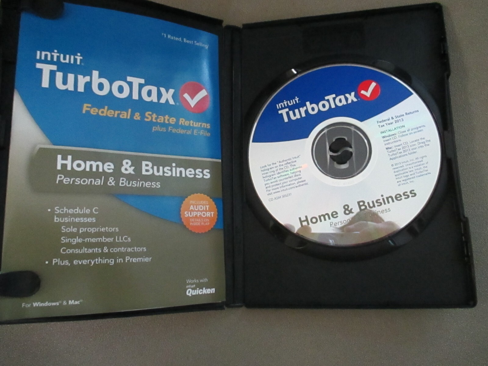 TurboTax 2013 Home & Business Federal & State CD Genuine Retail Intuit