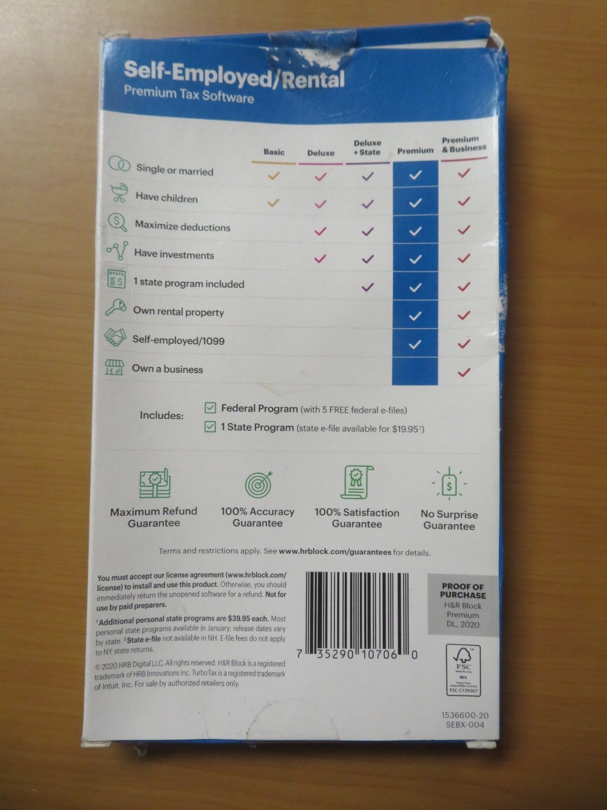 2020 H & R Block Self-Employed/Rental Software FAST AUTHENTIC DOWLOAD Fed State