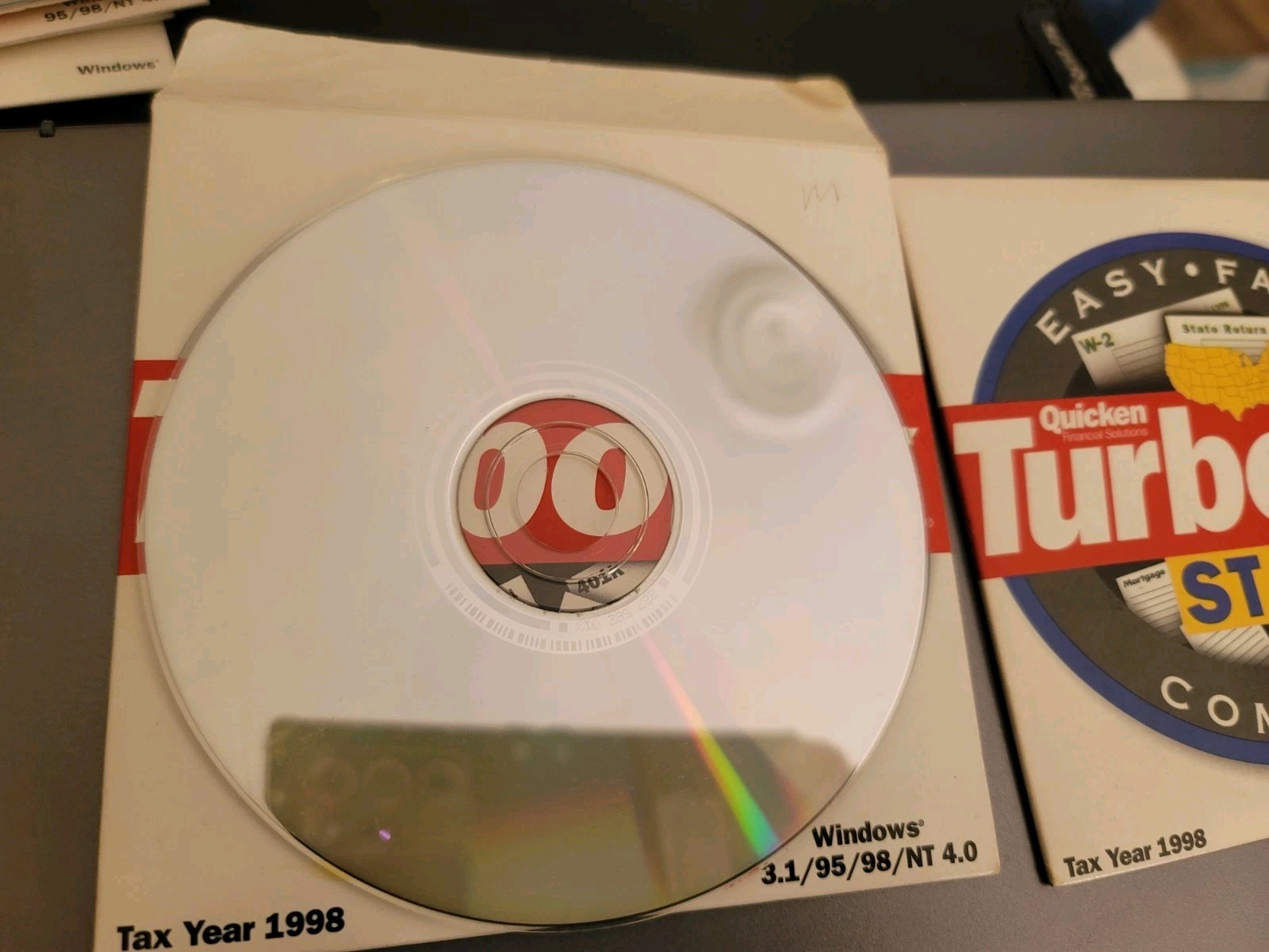 TurboTax 1998 Federal Tax Return Windows and California State CDs + Quicken 98
