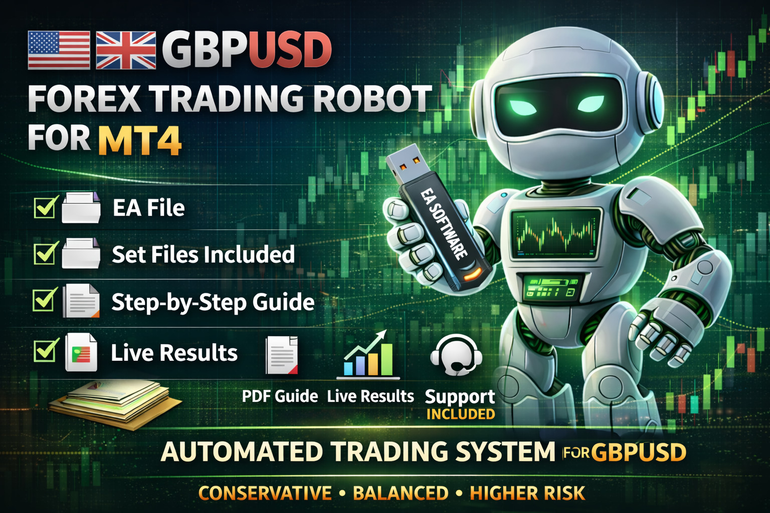 Nexus GBPUSD Forex EA Robot for MT4 | Auto Trading Expert Advisor + Presets
