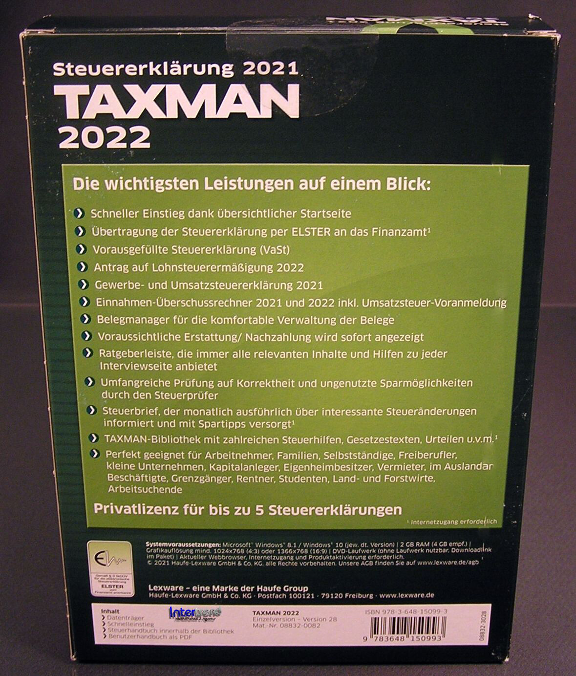 Lexware Taxman 2022 Full Version Box + DVD Tax Year 2021 + Tax Manual NEW