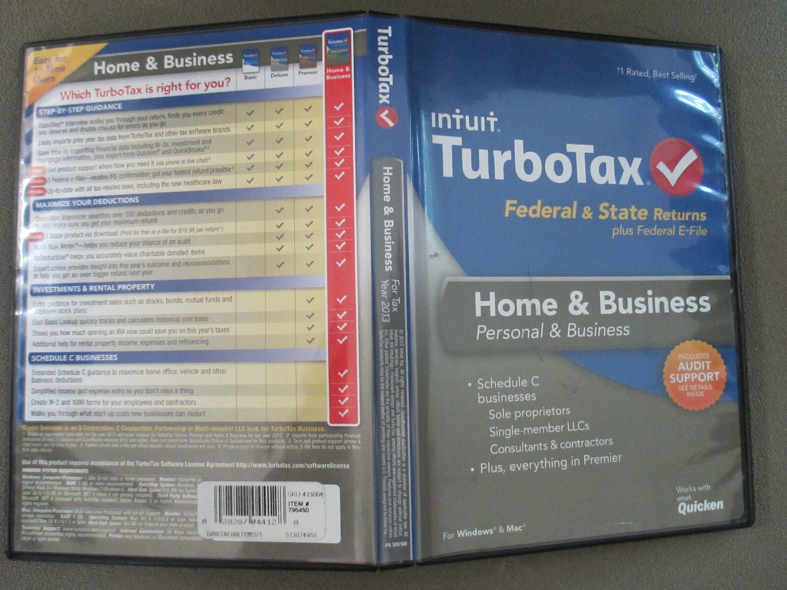 TurboTax 2013 Home & Business Federal & State CD Genuine Retail Intuit