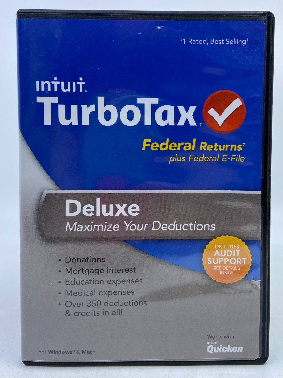 Intuit TurboTax Deluxe Federal 2013 Windows Mac Disc EUC + Slight Case Damage