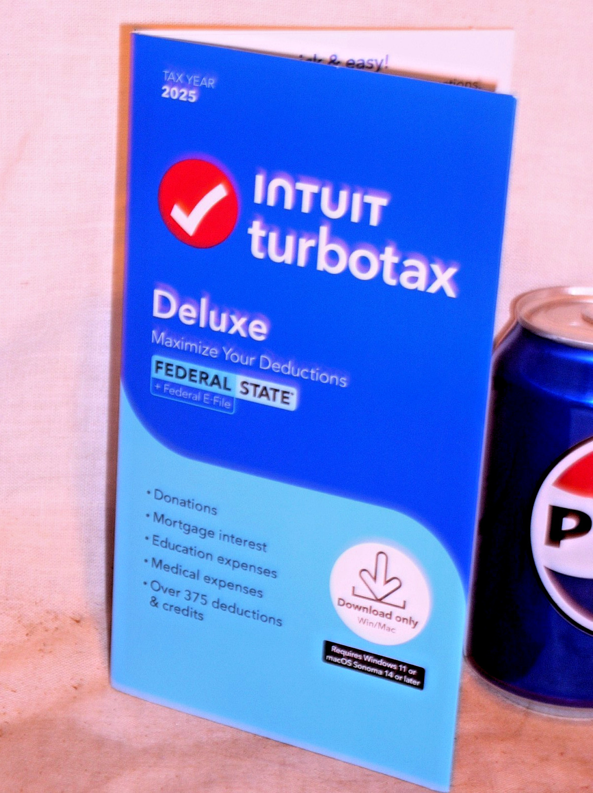 SEALED TURBOTAX DELUXE 2025 FEDERAL STATE DIGITAL KEY WIN 11 SONOMA 14 124681-V