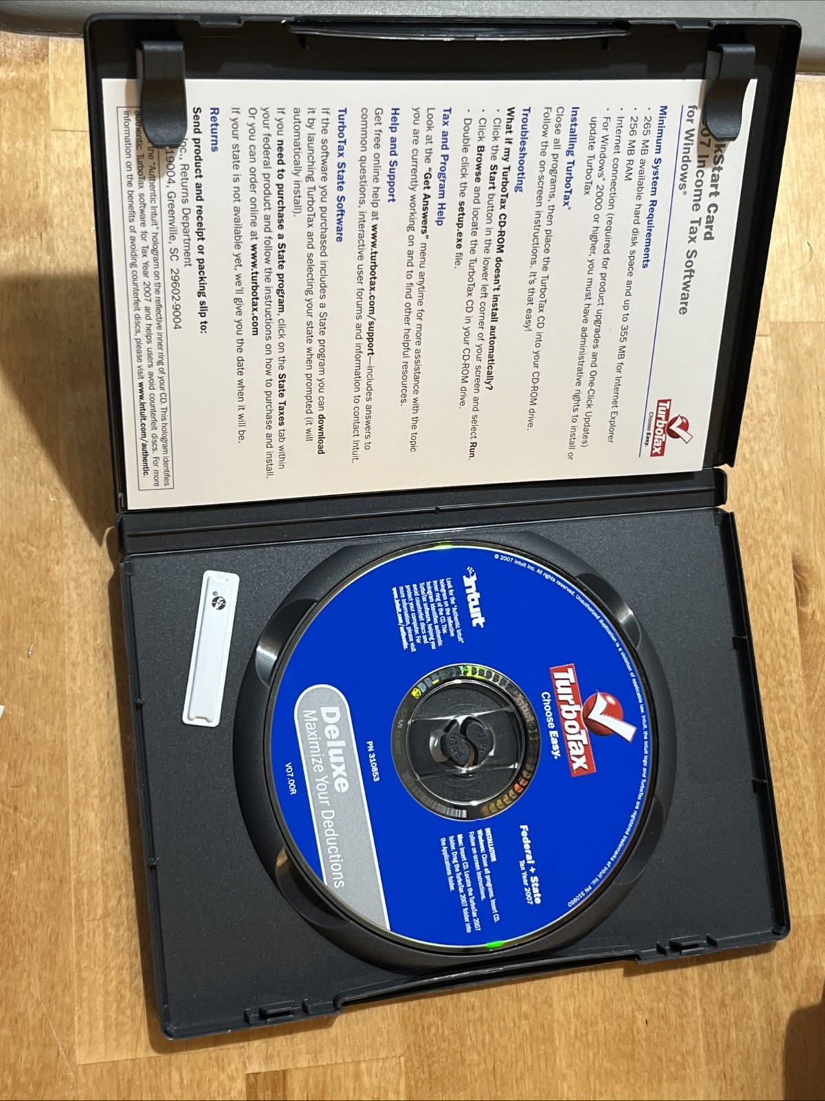 2007 TurboTax Deluxe Federal + State Turbo Tax Software CD New