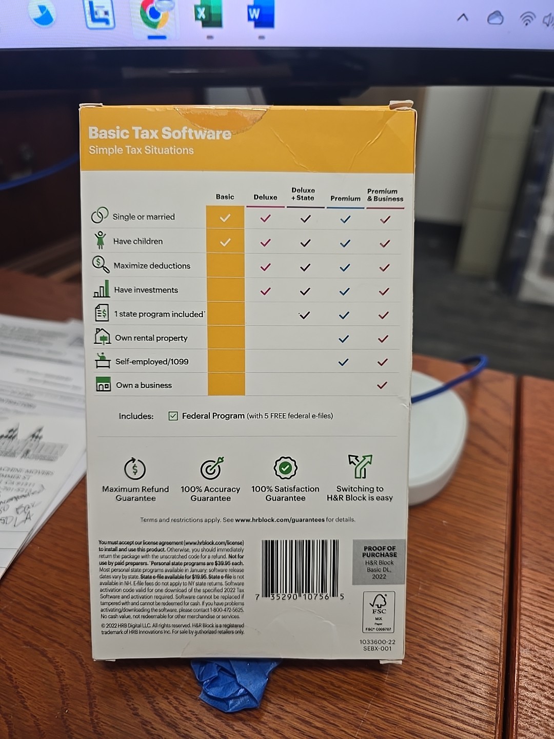 H&R Block 2022 Tax Software – Basic Tax Situations PC/MAC ***BRAND NEW**