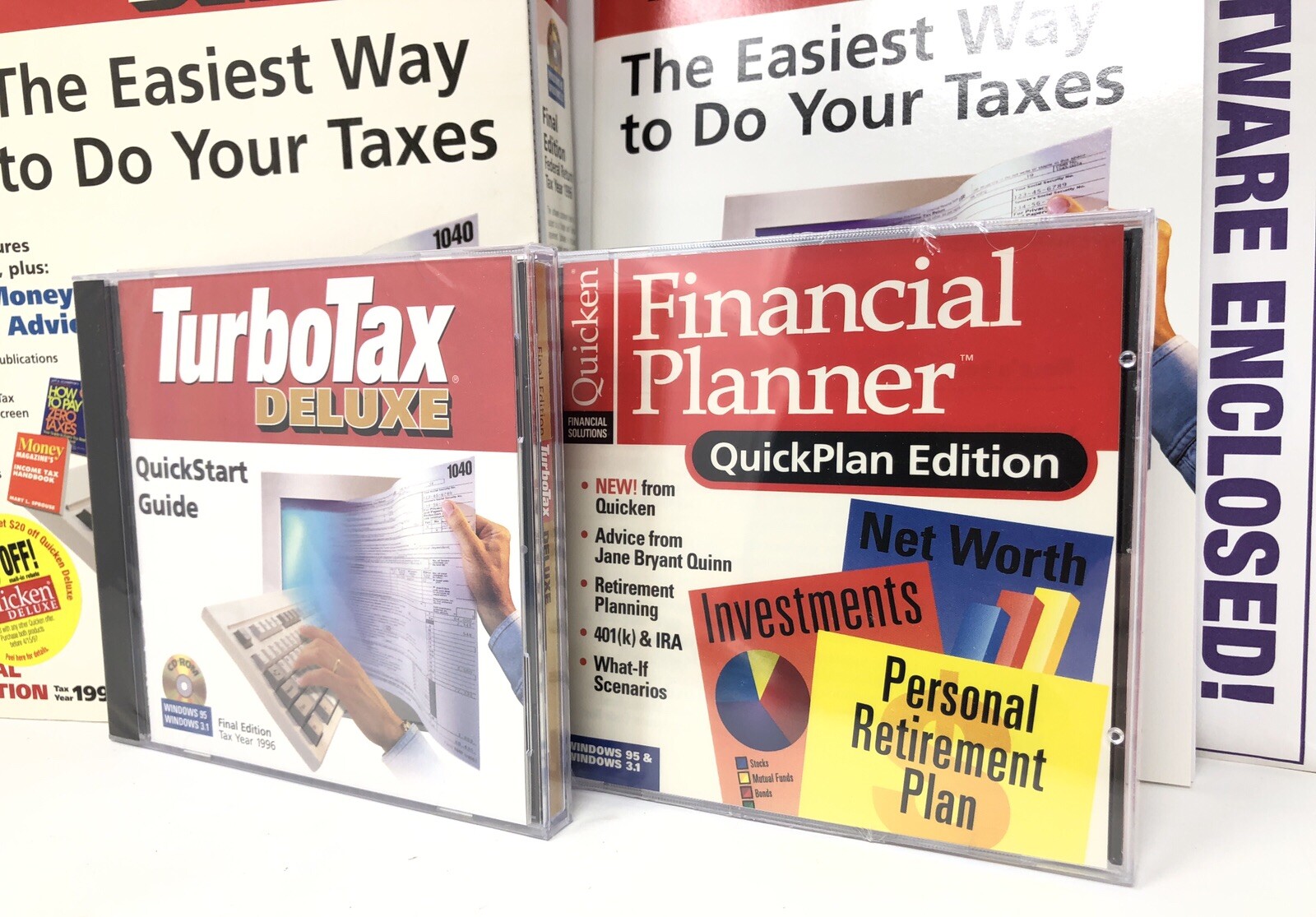 TurboTax Deluxe QuickStart Final Edition 1996 Tax Year Windows 95 Sealed CDs