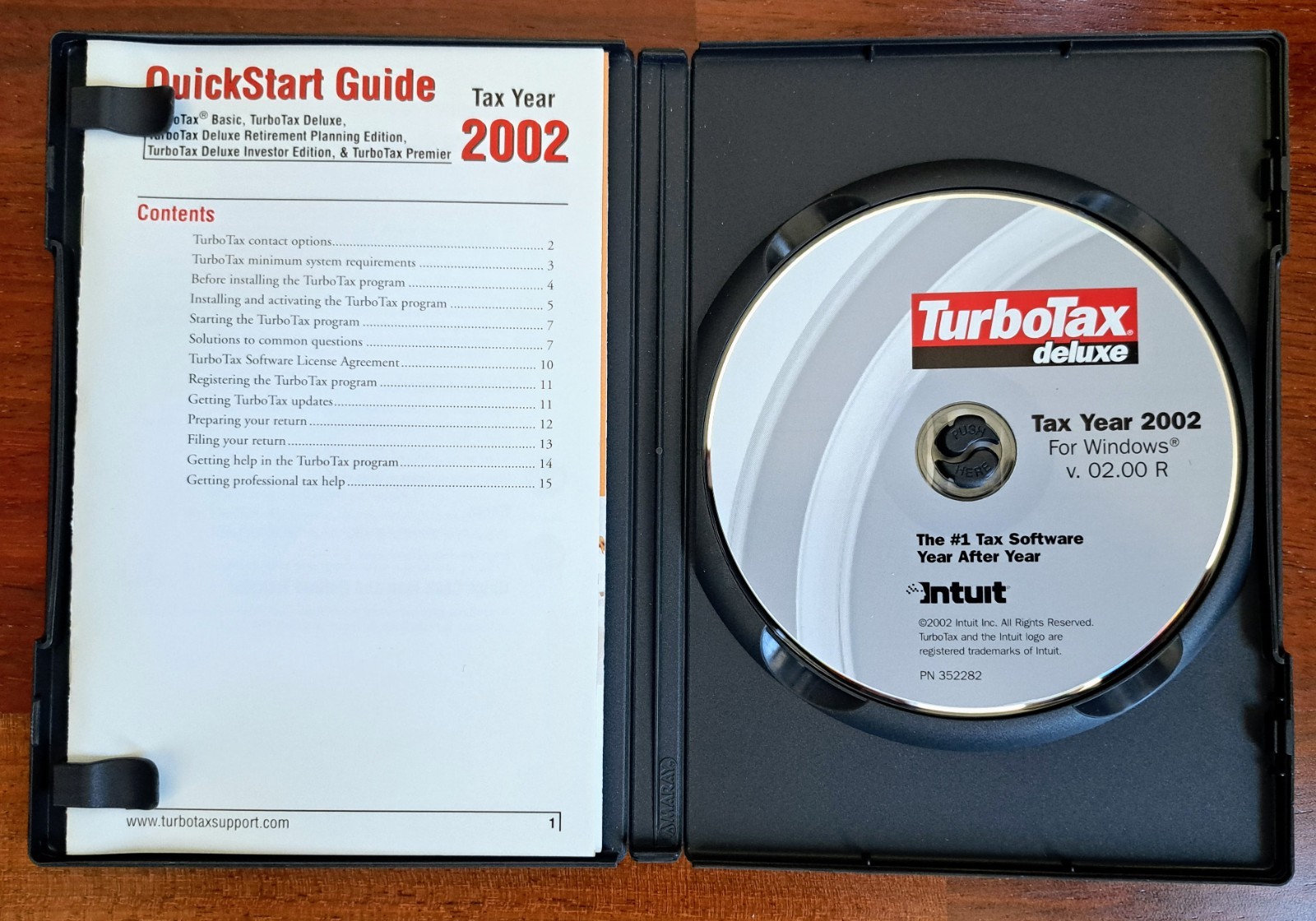 TurboTax Deluxe Software, 2002 Tax Year, Federal and State Tax CDs, Intuit