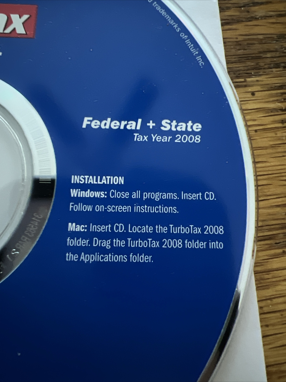 2008 Turbo Deluxe Federal & State CD No Box Windows & Mac