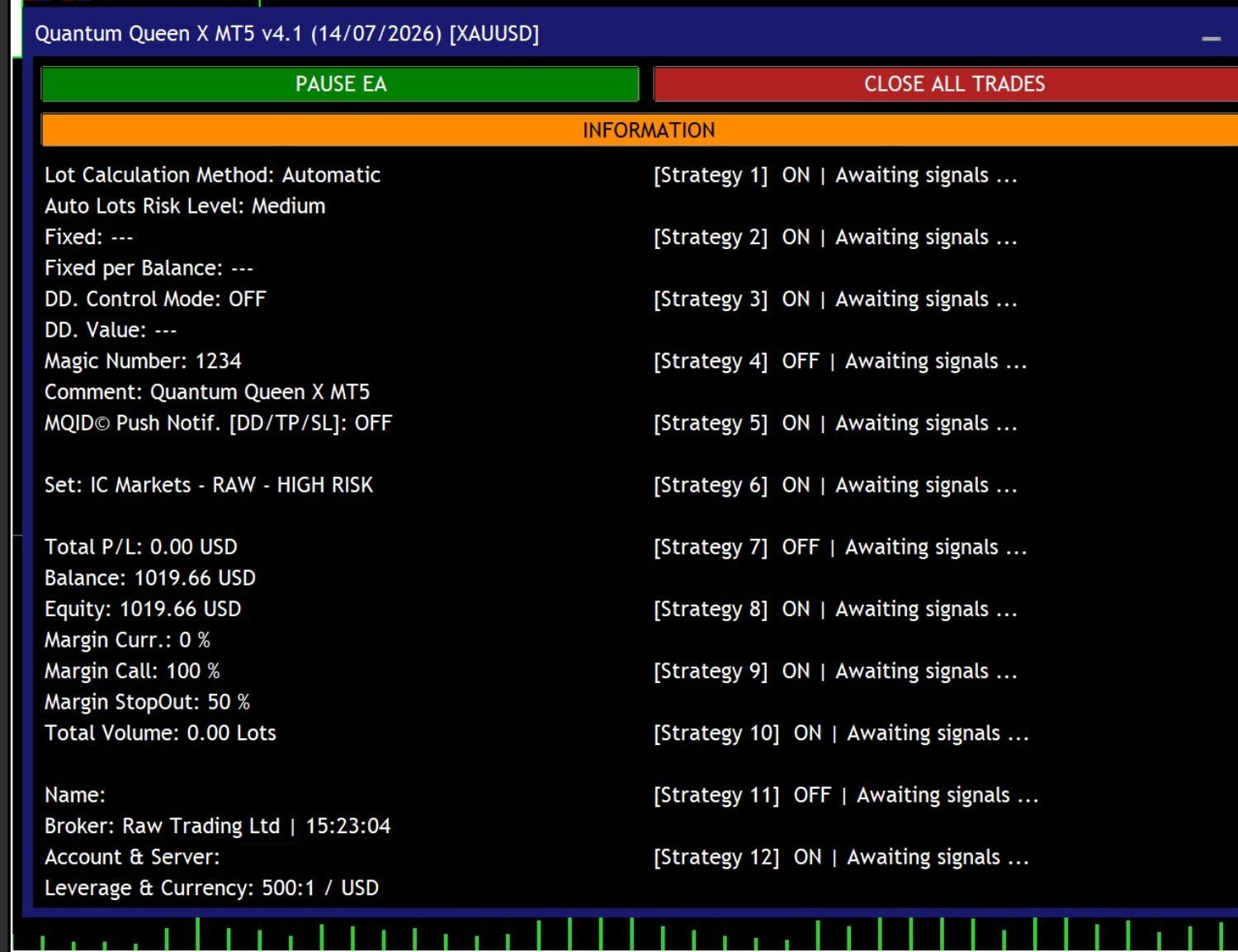 v4.1 Quantum Queen X EA Metatrader MT5 Gold Trading Robot MQL5 Expert Advisor