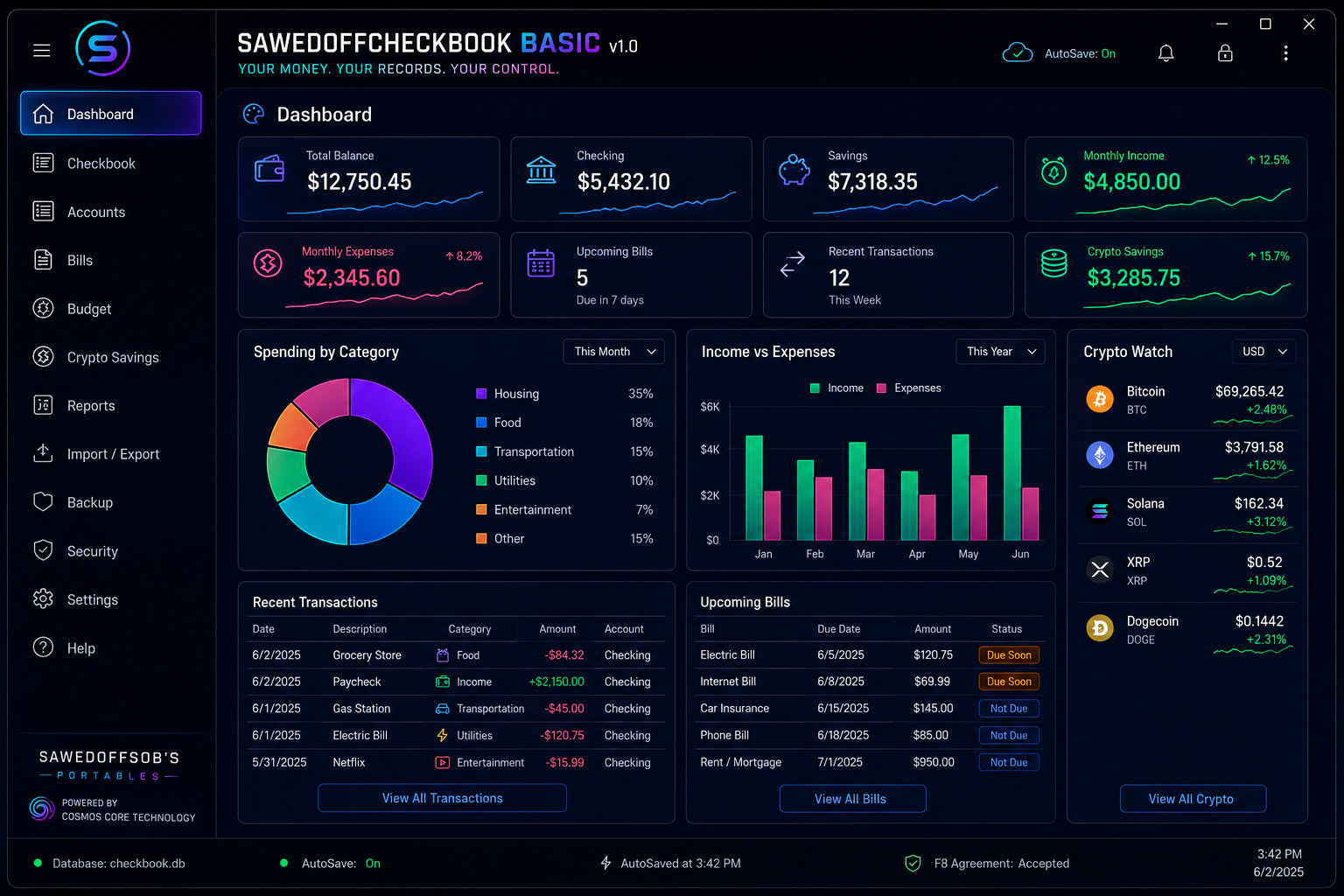 Sawedoffcheckbook Basic v1.0 Personal Finance Manager USB Edition New checkbook