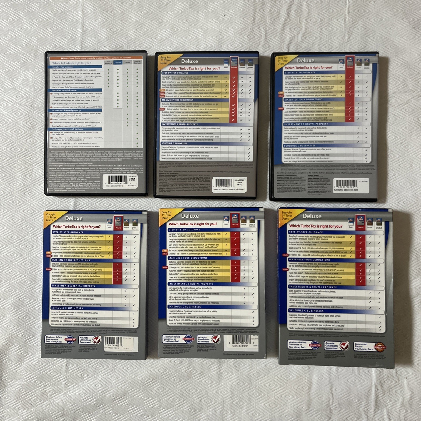 Turbo Tax Deluxe Discs previous years 2009-2014 – 6 years