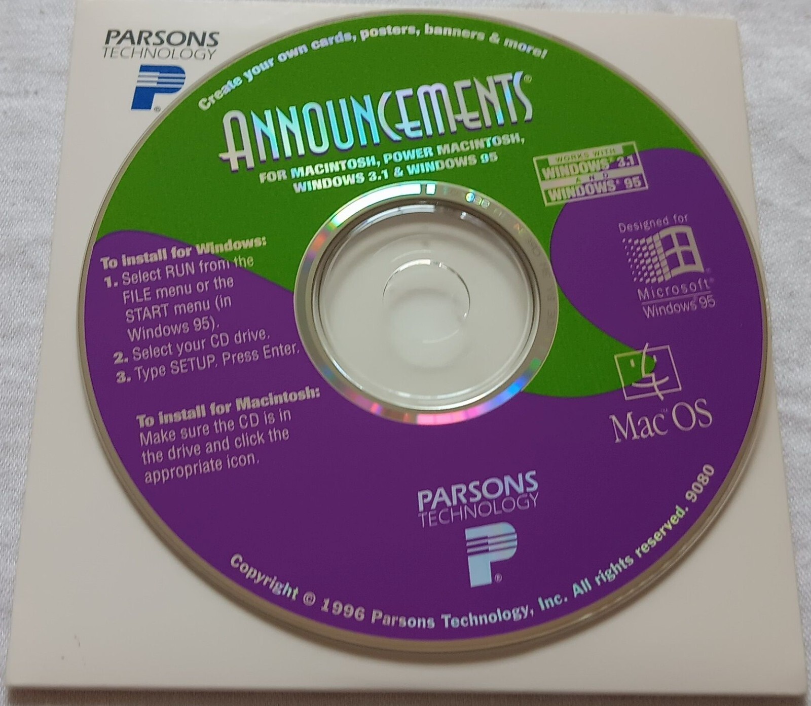 Parsons Technology LOT Quicken Family Lawyer & Announcements CD-ROM Windows 1995