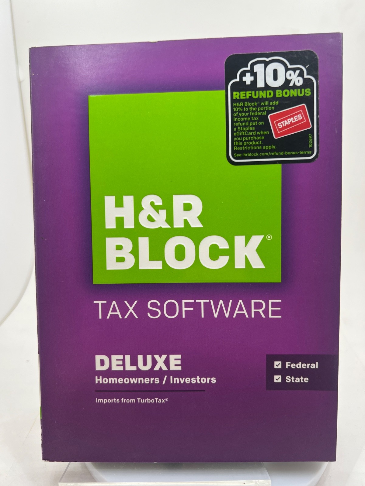 GENUINE 2015 H & R Block Deluxe Tax Software Homeowners/Investors Federal State