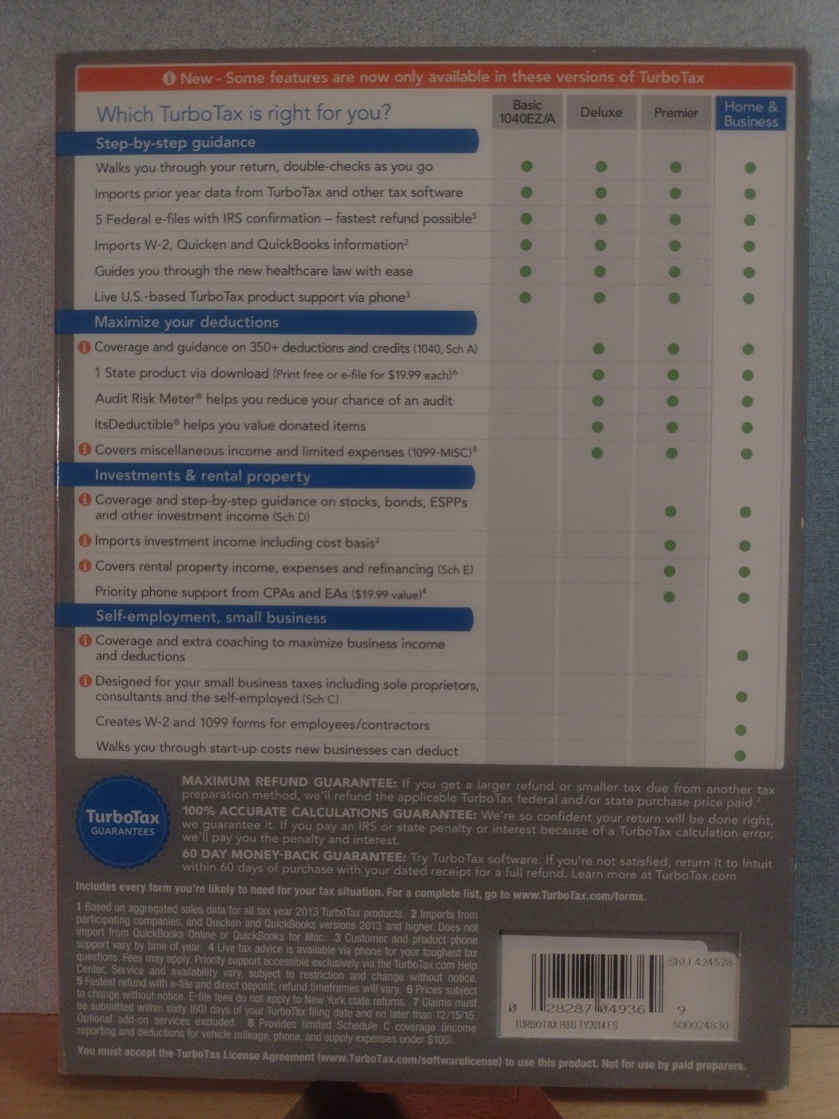 2014 TurboTax Home and Business CD Windows/Mac