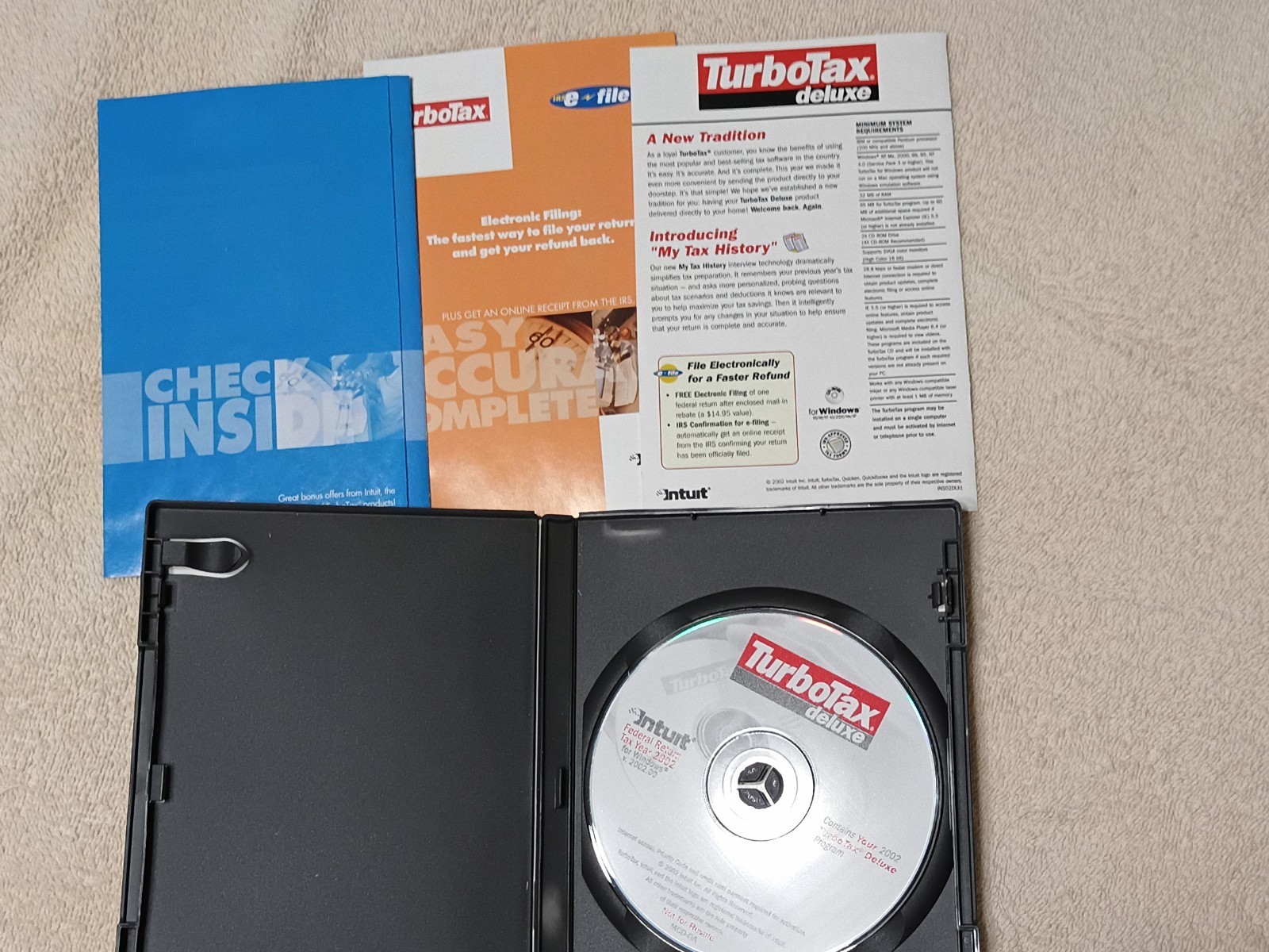 Intuit TurboTax Deluxe CD Federal Return – Tax Year 2002 – Fast Shipping