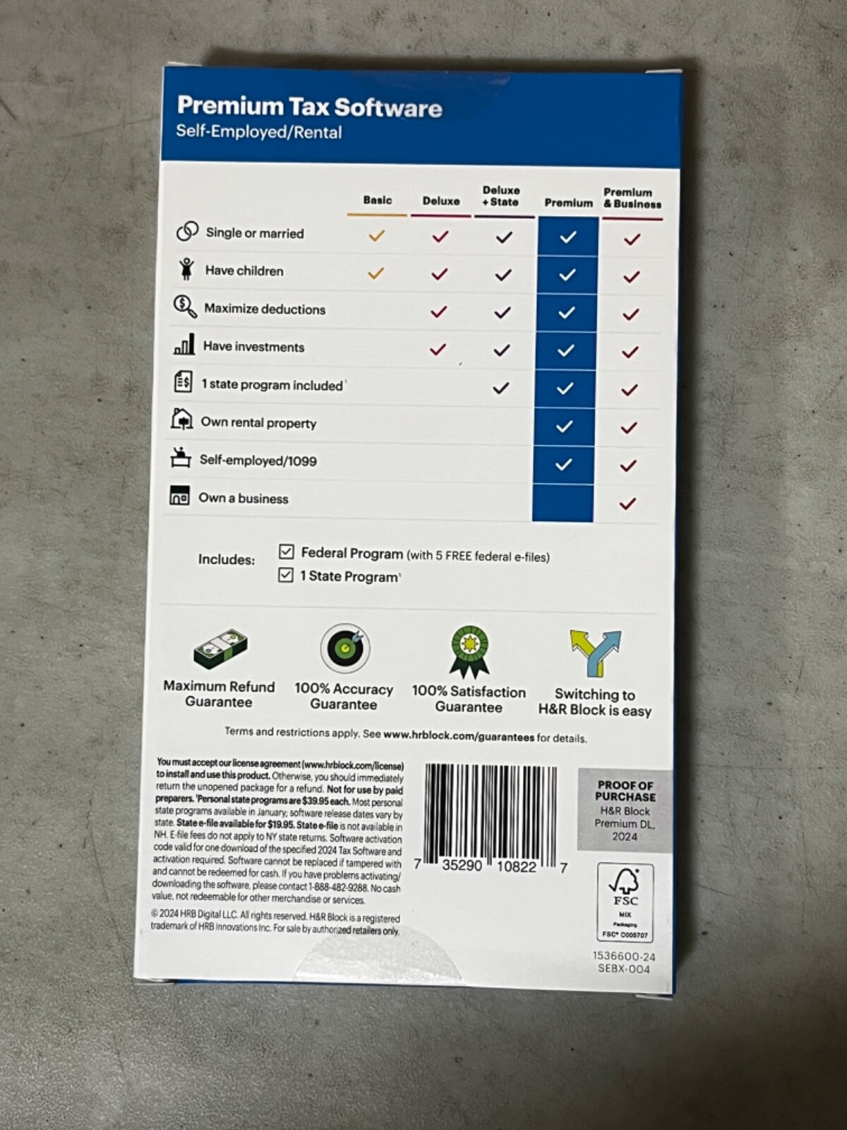 H&R Block Tax Software Premium 2024 PC/MAC Download