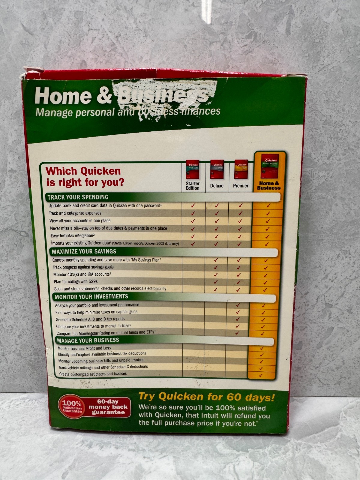 Quicken Home & Business 2009 PC CD‑ROM Software – Intuit – Complete Retail Box
