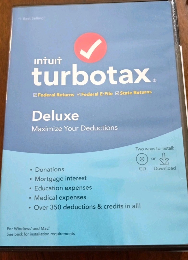Intuit TurboTax Deluxe Tax Year 2018 Federal/State Returns/E-File