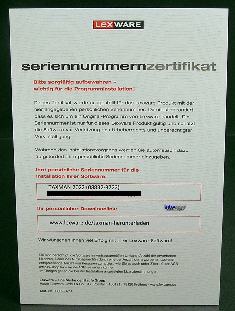 Lexware Taxman 2022 Vollversion Box + DVD Steuerjahr 2021 + Steuerhandbuch NEU