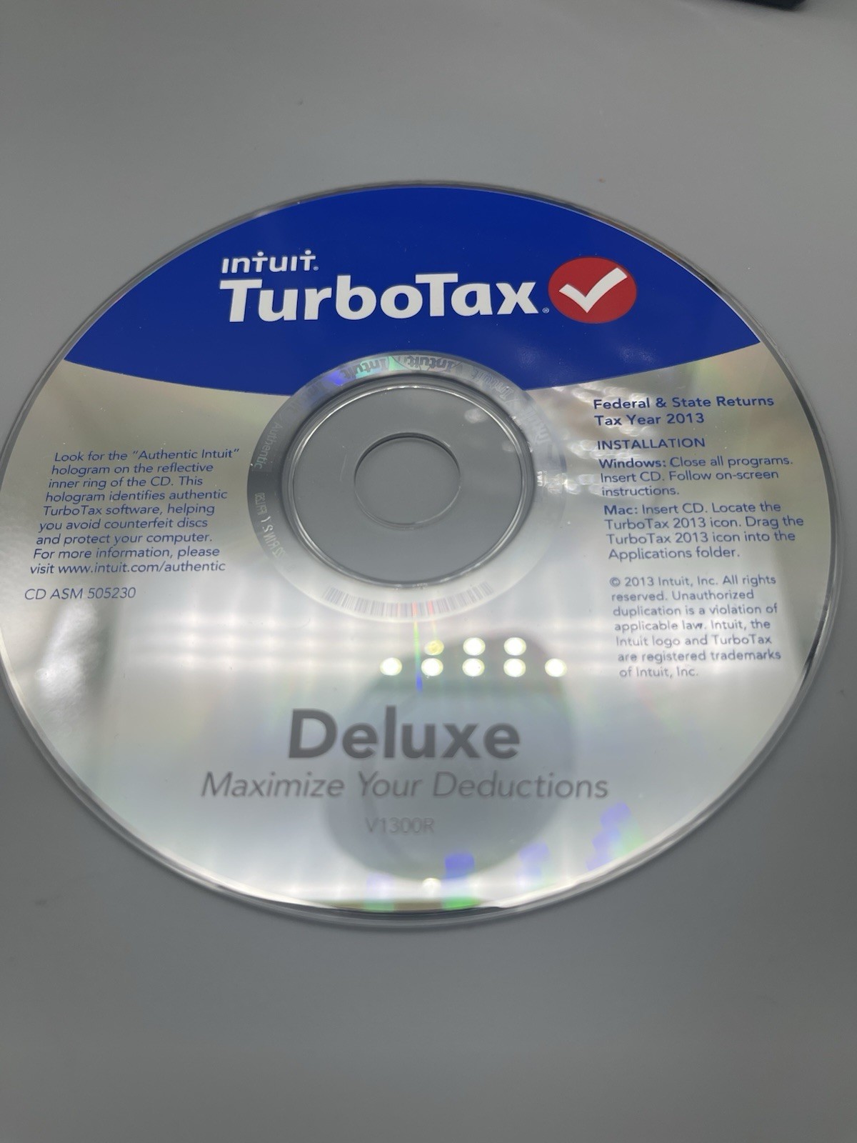 TurboTax Deluxe 2013 Federal & State Returns E-File Windows MAC Tax Software