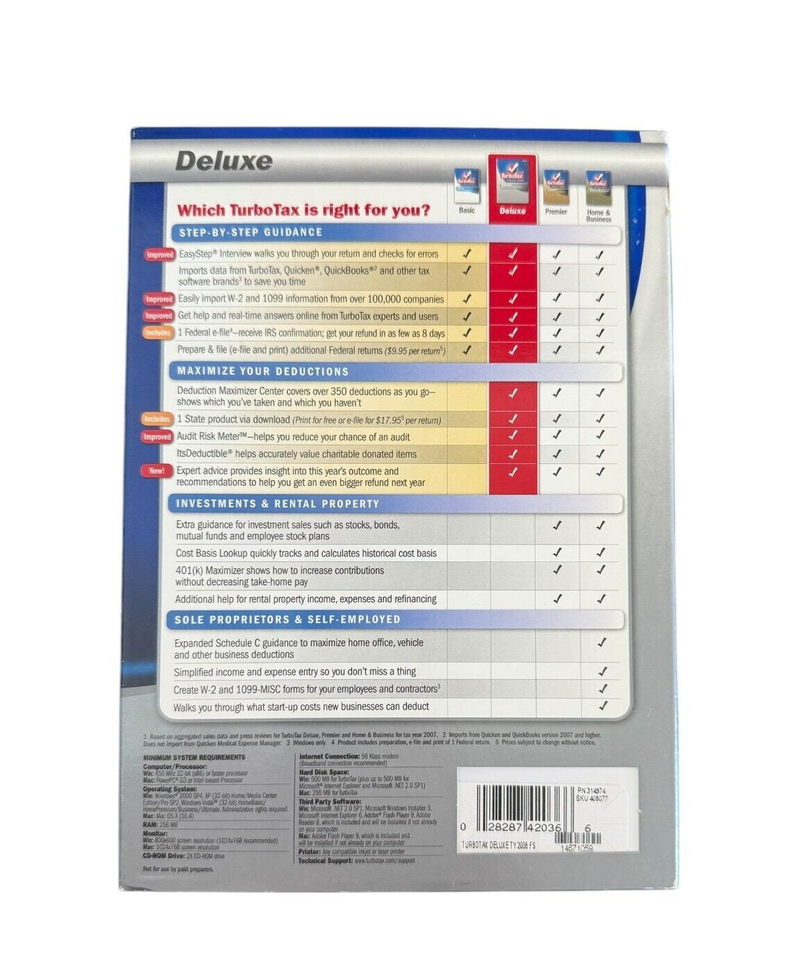 Intuit TurboTax Deluxe 2008 Federal + State + E-File for Windows & MAC