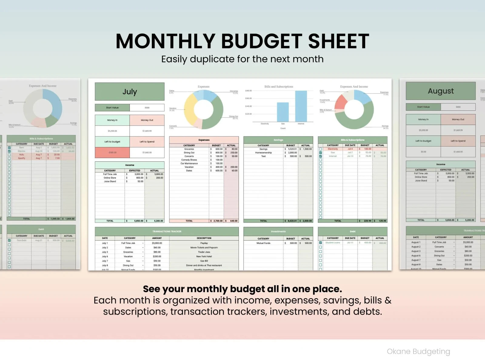 Easy Personal Budget Spreadsheet Finance Saving Template 2024 Planner Google