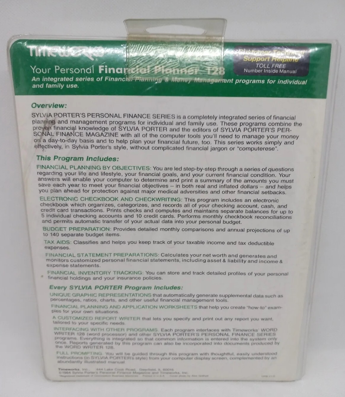 Commodore 128 Sylvia Porter’s Personal Finance Series Timeworks 1984 Brand New
