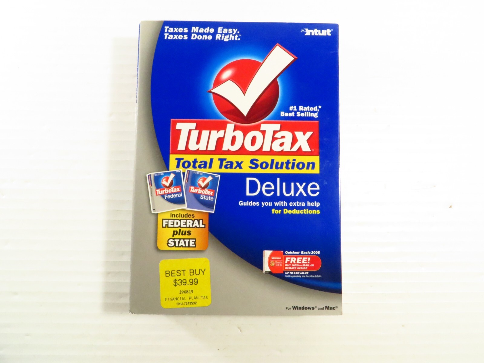 TurboTax Deluxe Plus State Tax Year 2005 for Windows & MAC, FREE 2-3 Day Ship!!!