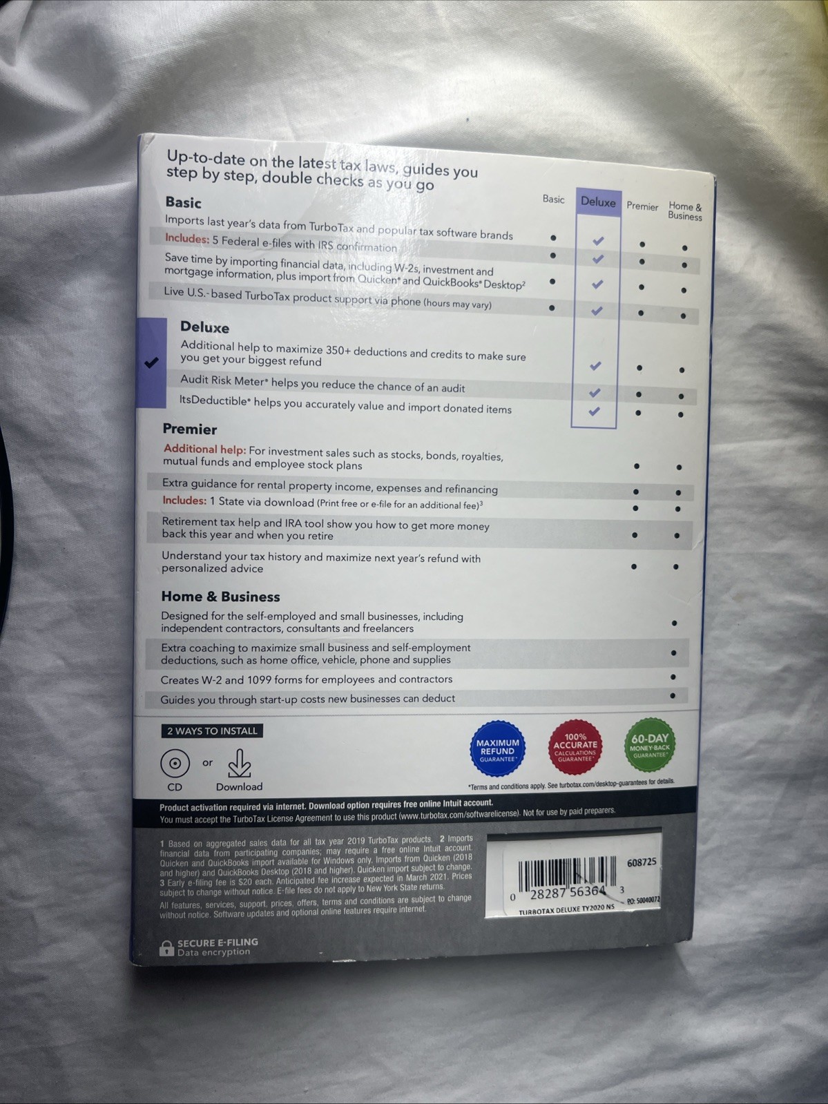 Intuit TurboTax Deluxe Tax Preparation Federal 2020 -State Returns Not Included