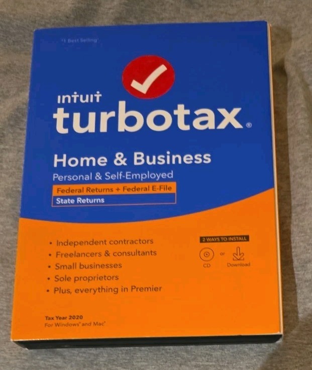 For FEDERAL RETURN ONLY ✅Genuine CD ✅ 2020 TURBOTAX HOME & BUSINESS CD TURBO TAX