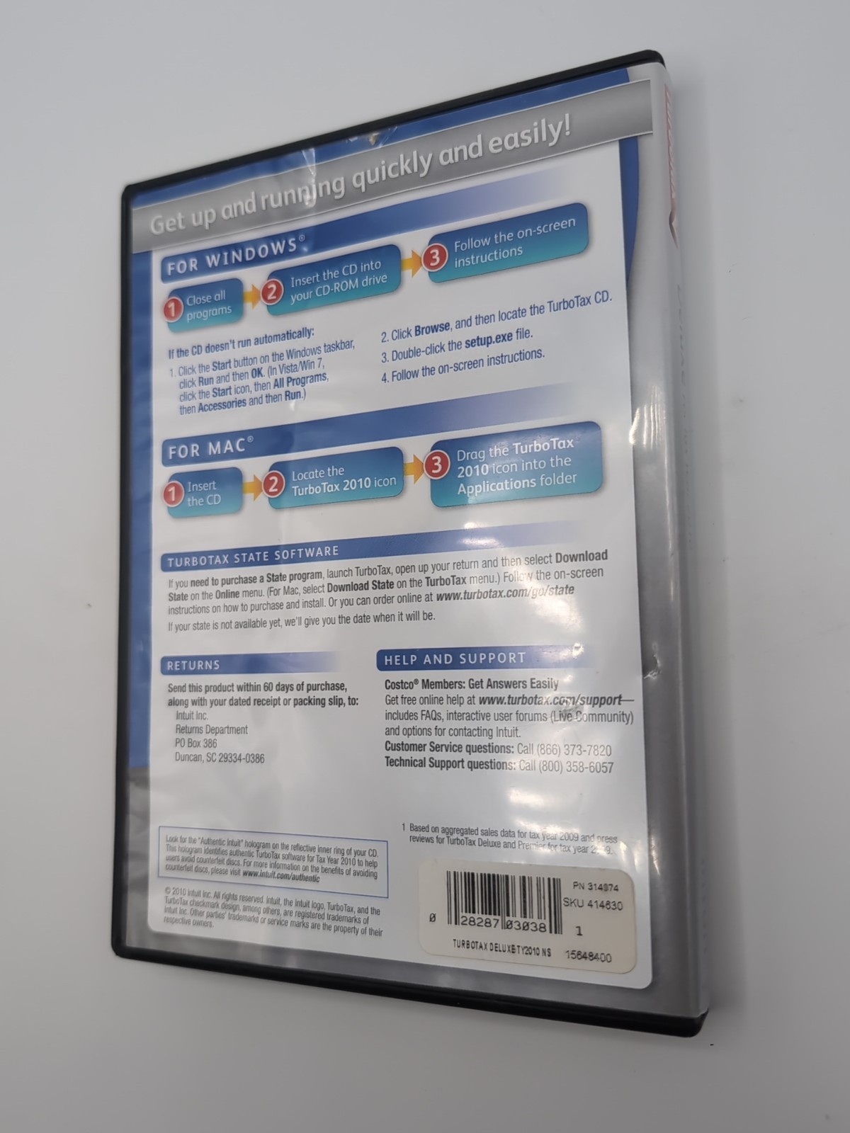 Turbo Tax Deluxe 2010 Federal Returns plus Federal E-File DISC ONLY READ
