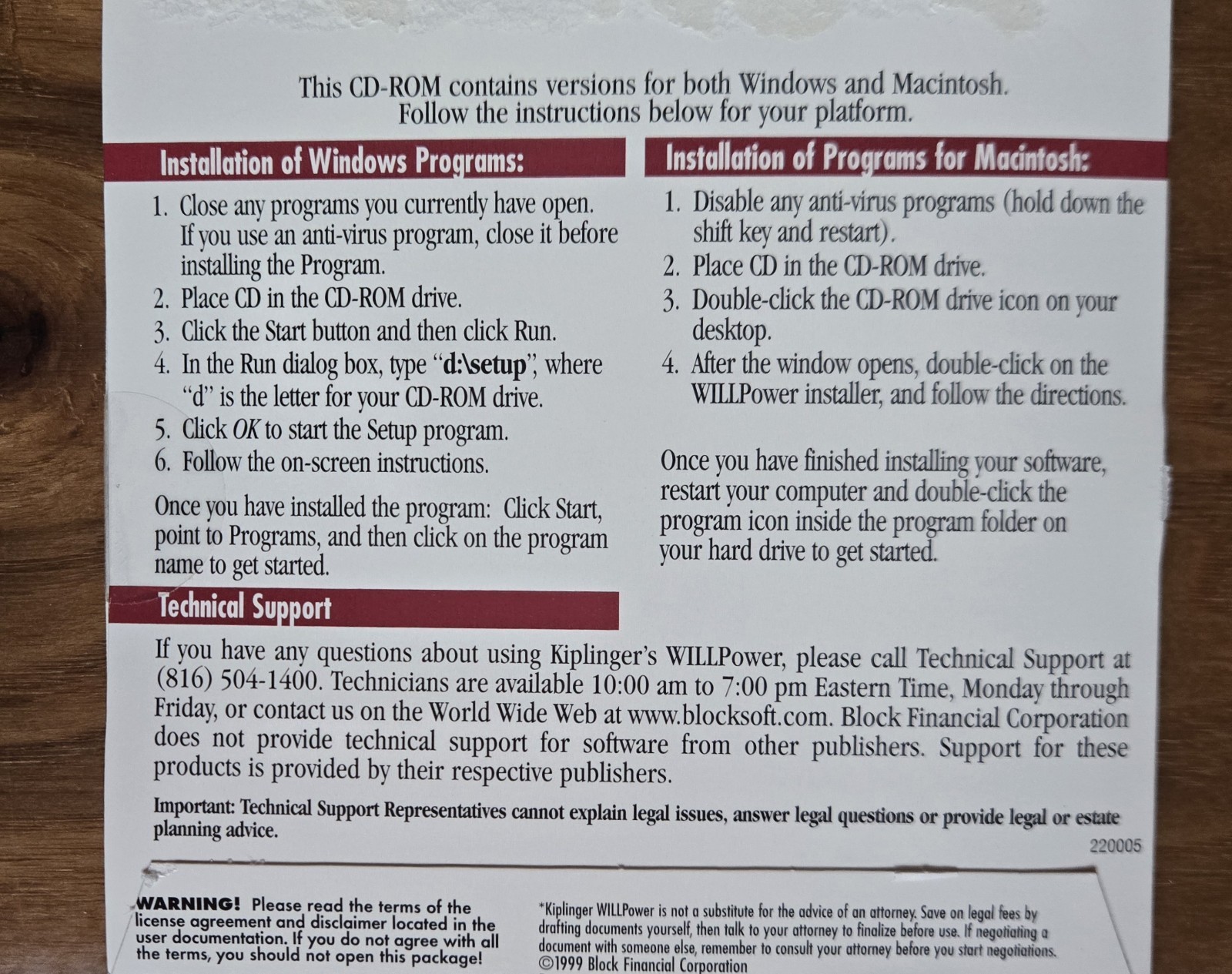 KIPLINGER’S WILLPower – Windows 95/98 & Mac