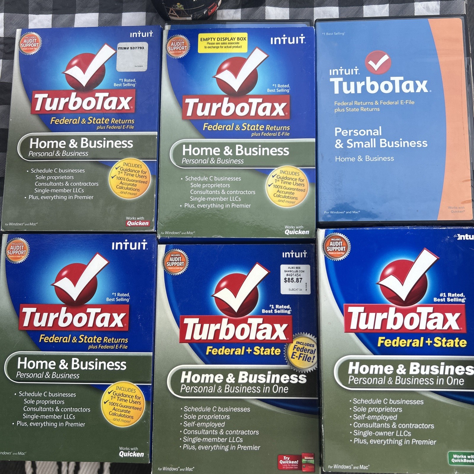 Lot of 6 Intuit TurboTax Home & Business Federal + State CD/DVD Windows Mac