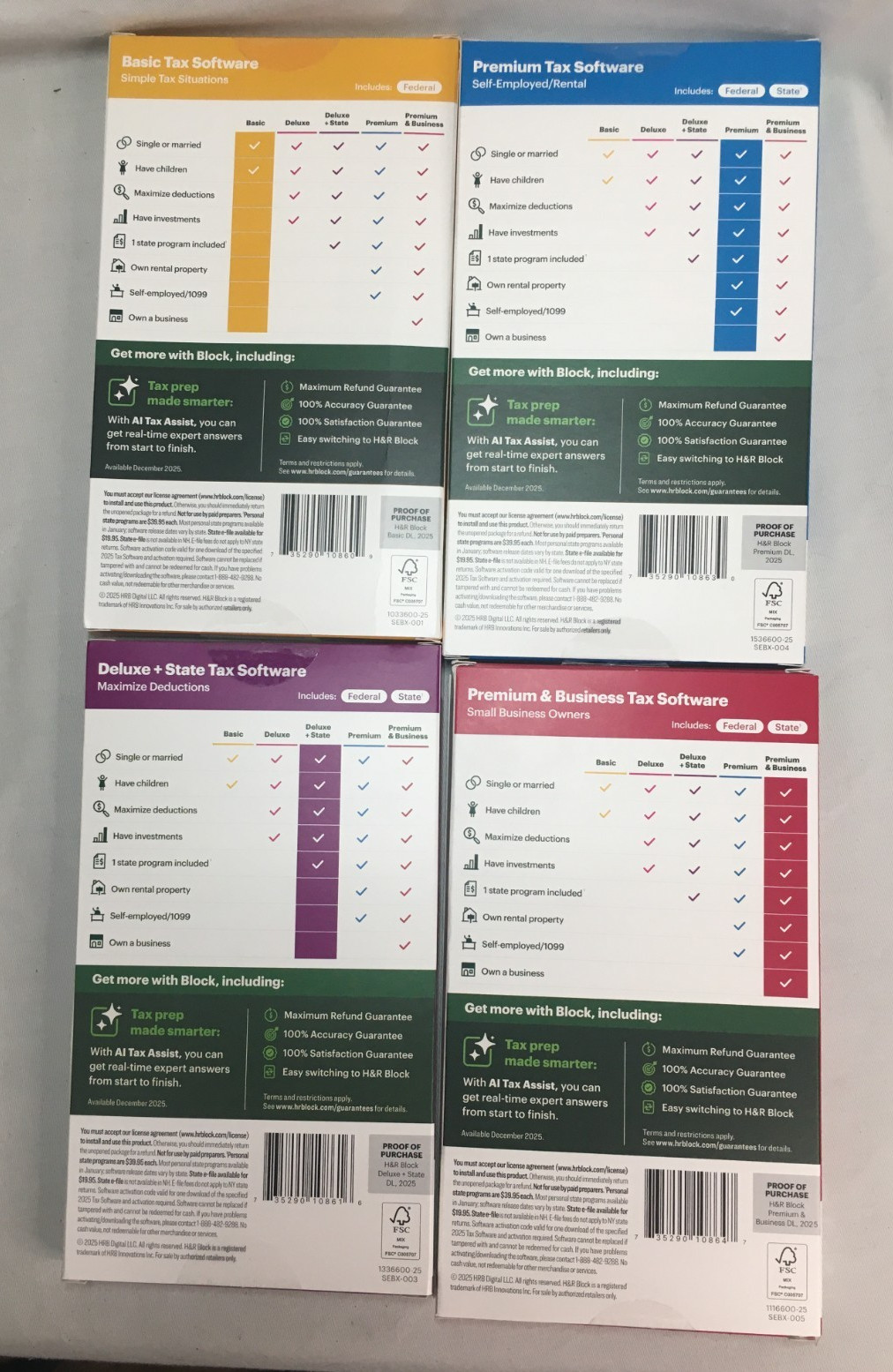 2025 H&R Block Tax Software: Basic, Deluxe, Premium, Business Software Keys