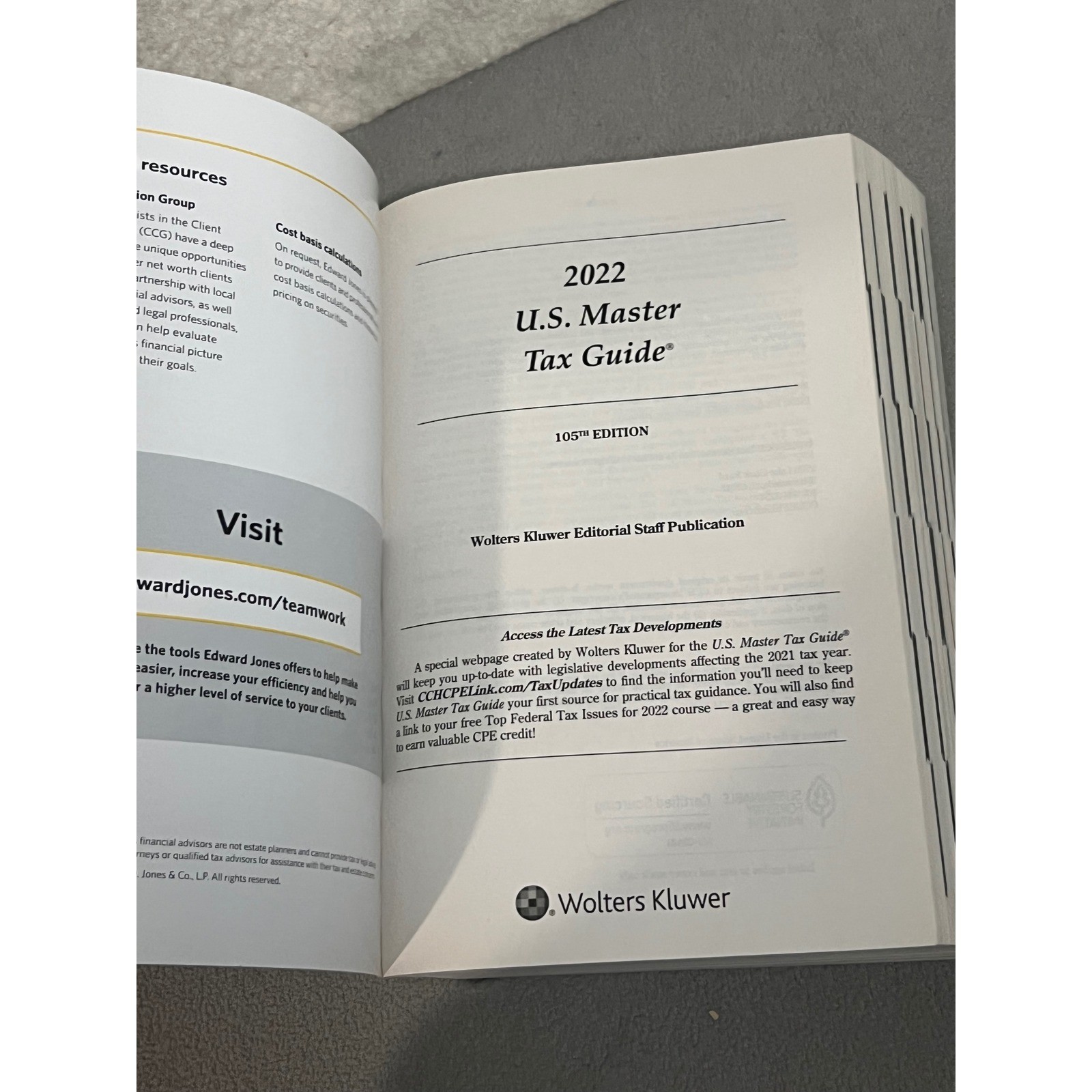 2022 US Master Tax Guide Edward Jones Wolters Kluwer 105th Edition