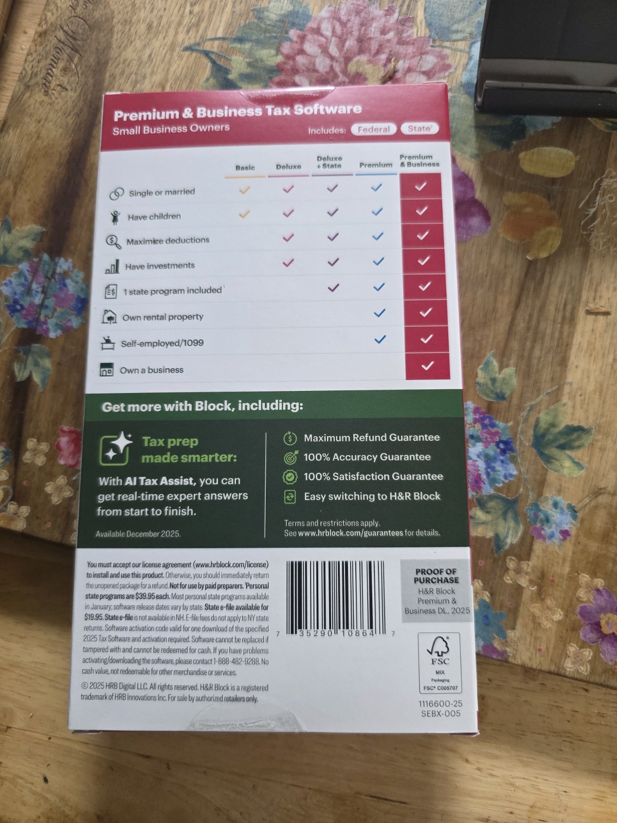 New 2025 H&R Block Tax Software Premium & Business Edition for Win/PC [Key Card]