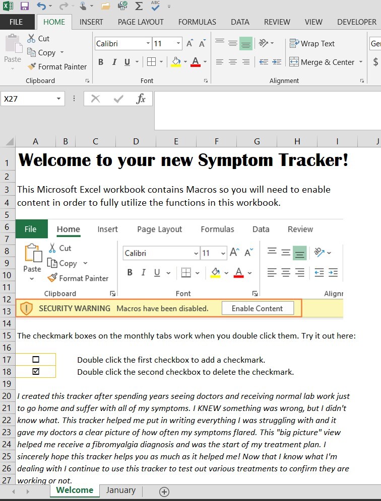 Easy to Use Health Symptom Tracker Excel Workbook Spreadsheet Template