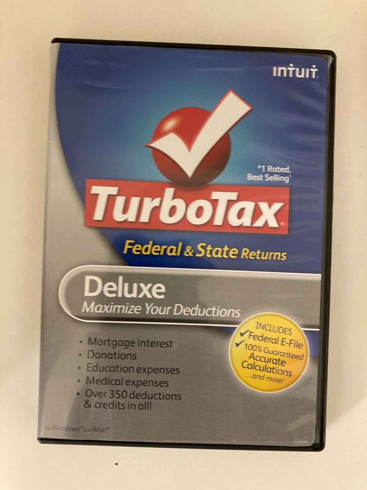 Intuit TurboTax Deluxe Federal & State Tax Year 2009 Software Program PC Mac