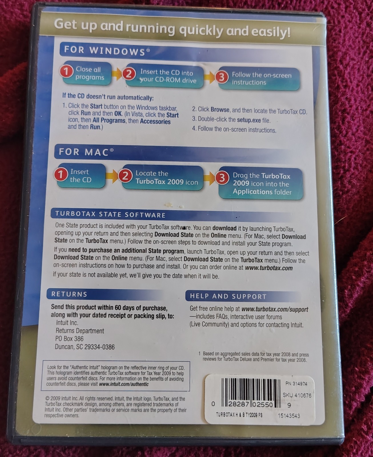 TurboTax 2009-2012 Home & Business Deluxe CD. Both In Great Condition.