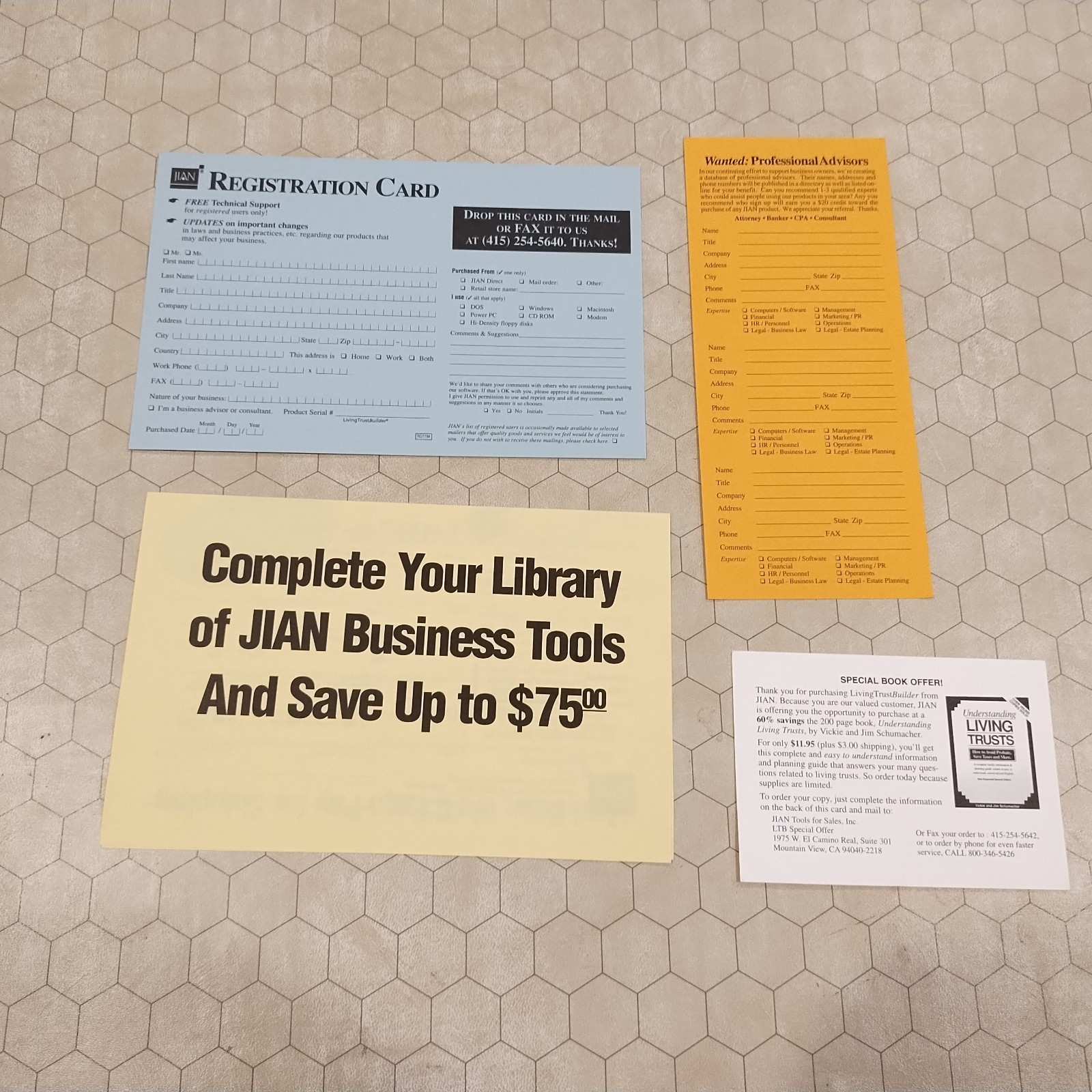Jian Living Trust Builder, Windows/DOS, 3.5″ disks, 1994