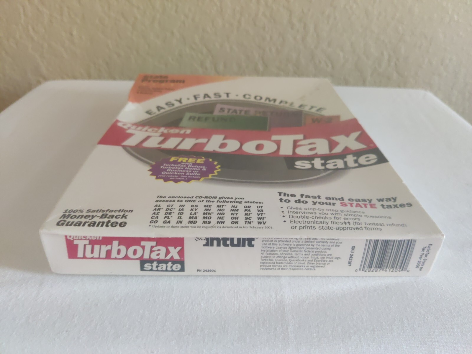 Quicken TurboTax State Program 2000 For Windows 95/98/NT 4.0/2000/Me New Sealed