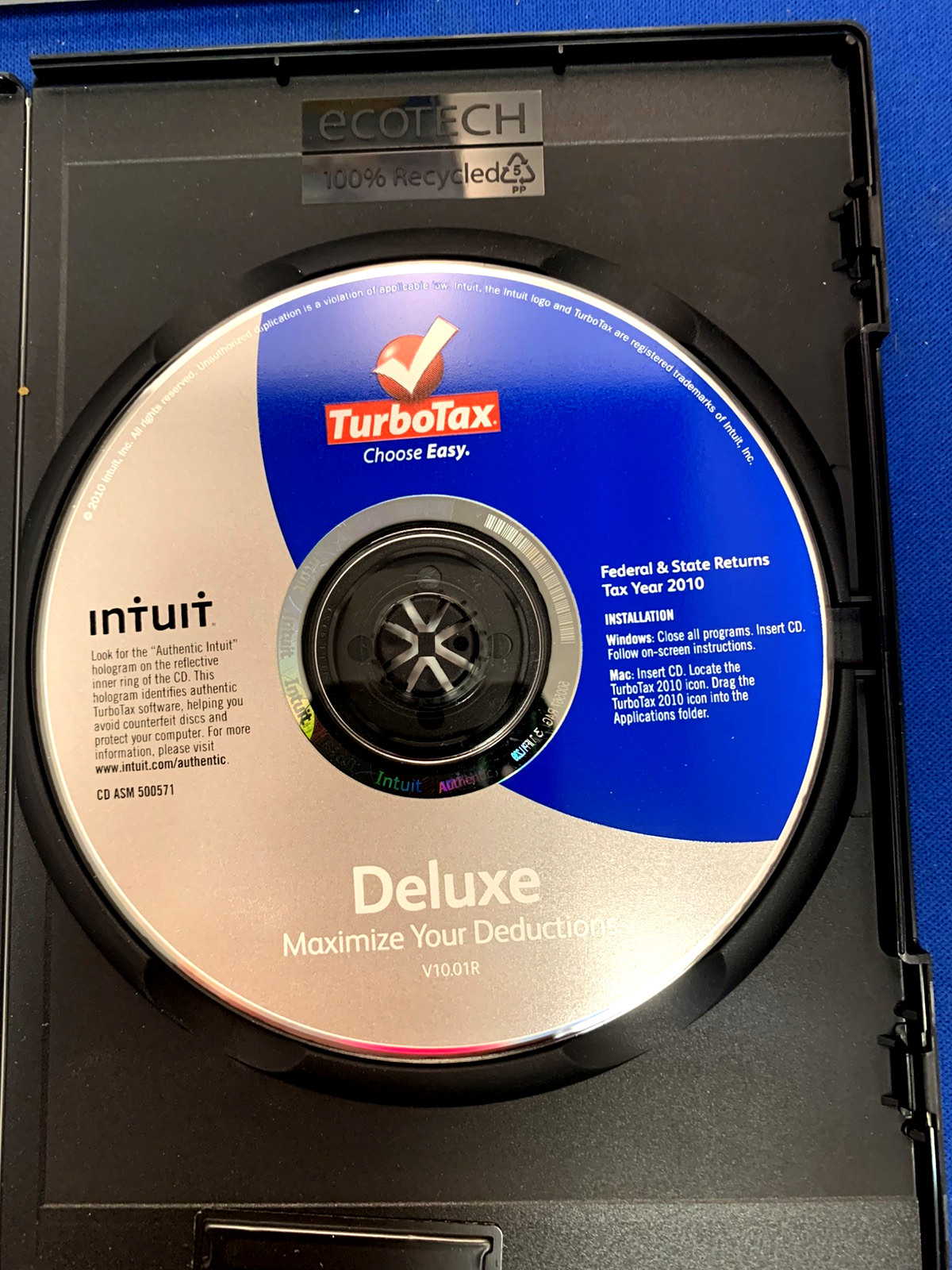 Turbo Tax Deluxe 2010 Federal & State Return Software for Windows & Mac