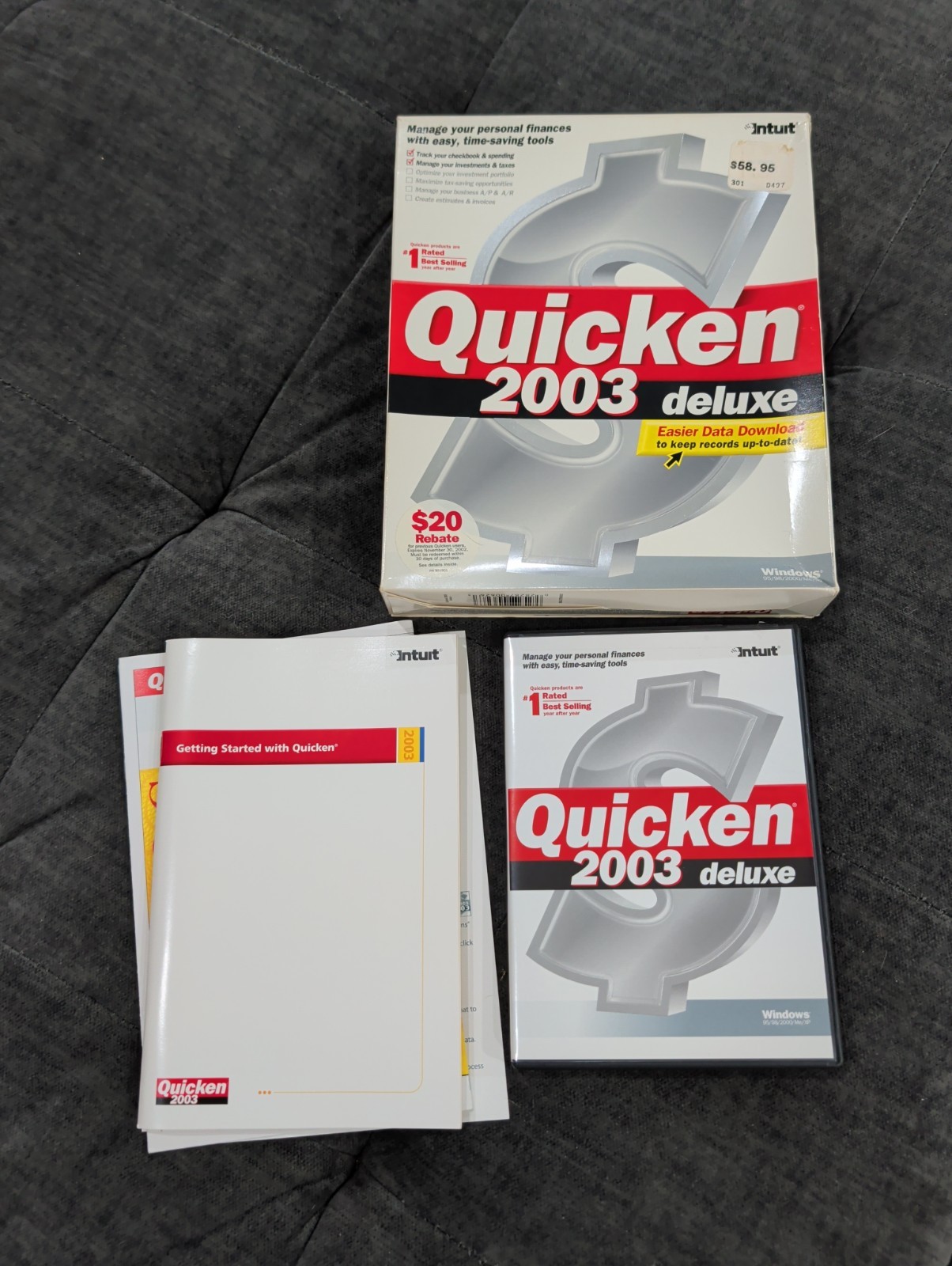 Intuit Quicken 2003 Deluxe For Windows PC CD Win 95/98/2000/Me/XP