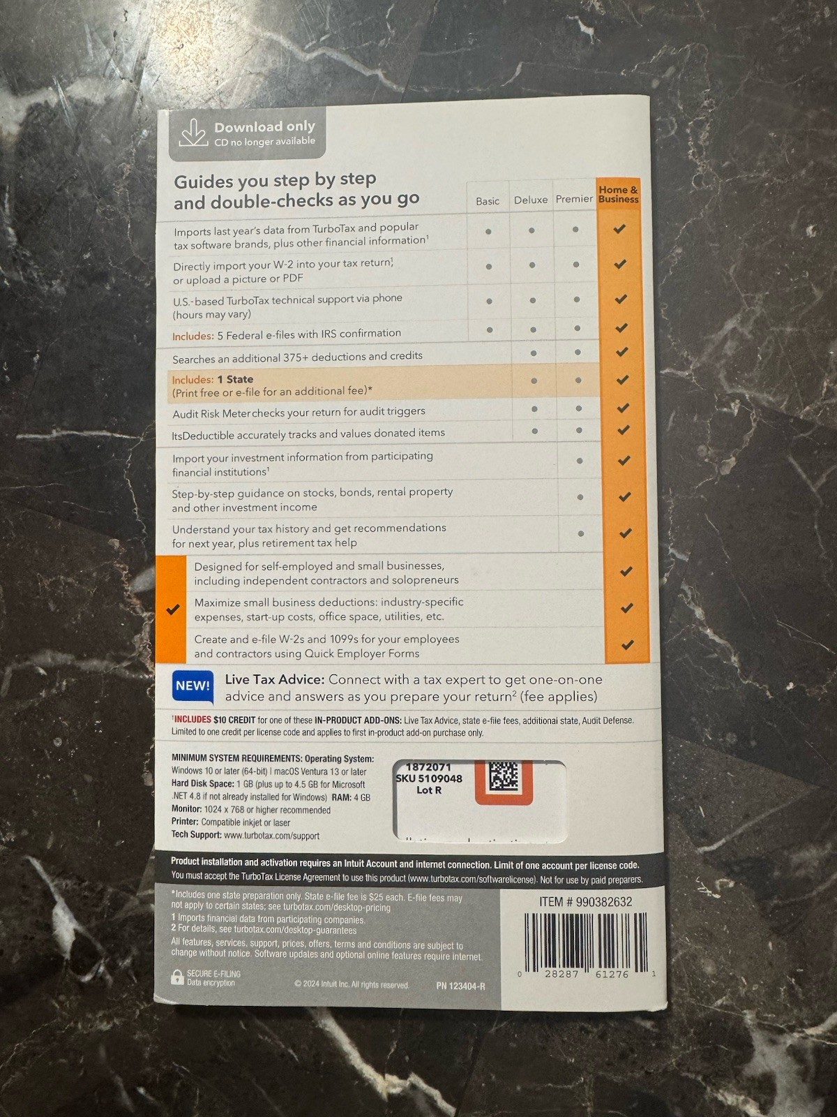 2024 Intuit Turbotax Home Business Federal State Windows Mac USA Sealed NEW 2024