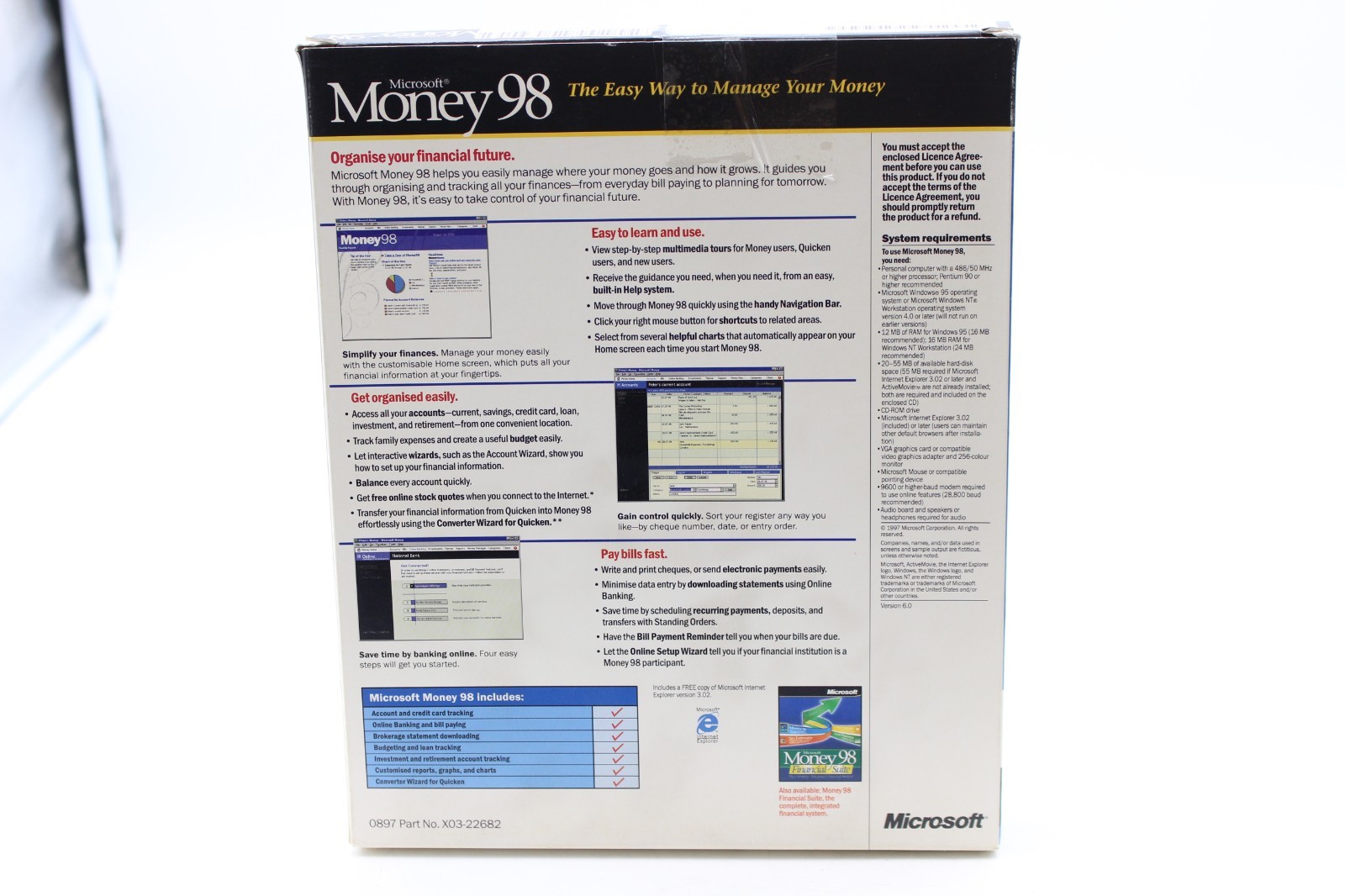 Microsoft Money 98 PC CD-ROM Finance Software Windows 95 NT RETAIL BIG BOX