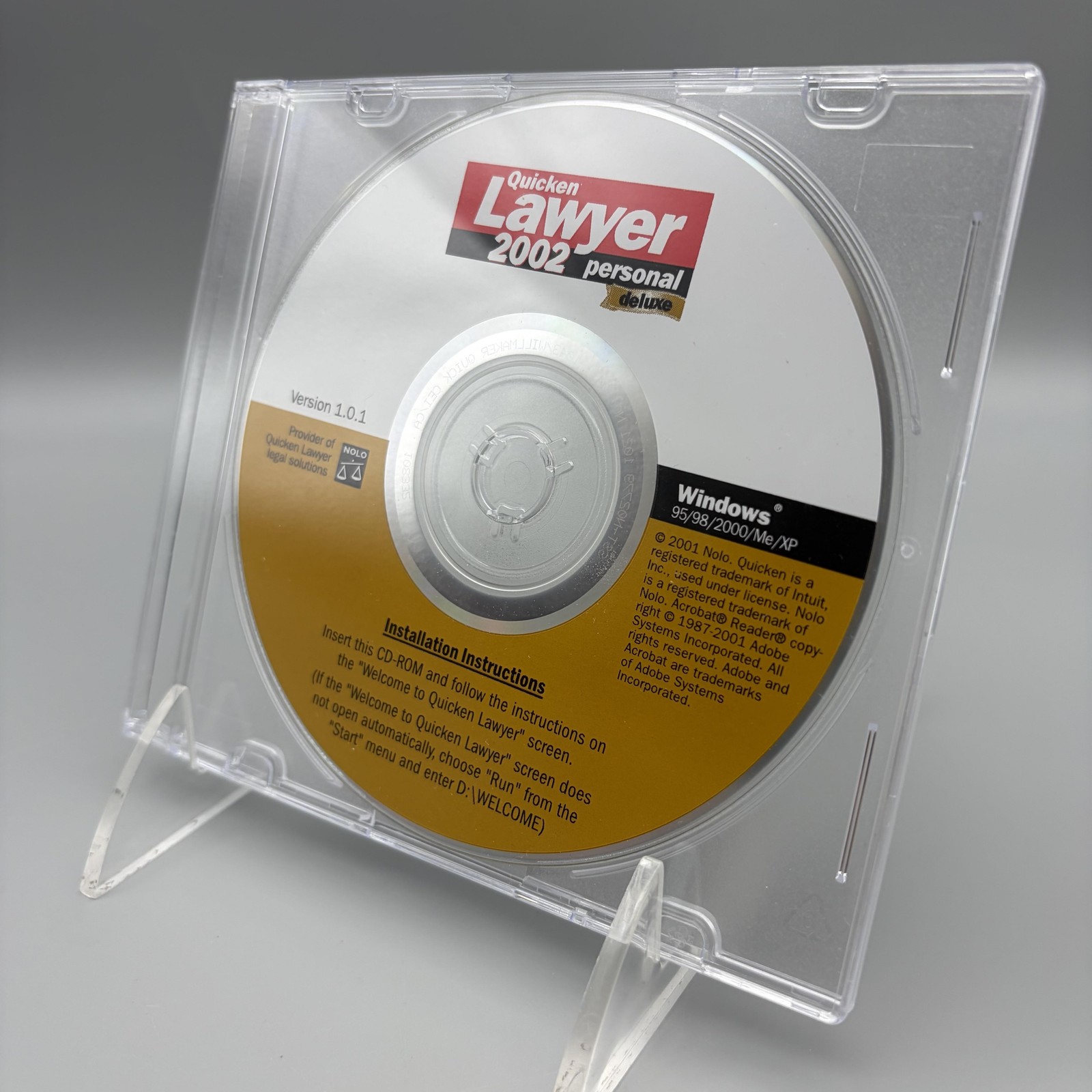 Vintage Quicken Lawyer 2002 Personal Deluxe Legal Software CD-ROM Win 95/XP